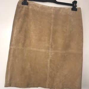 Elegant Golden Beige Leather Suede Skirt